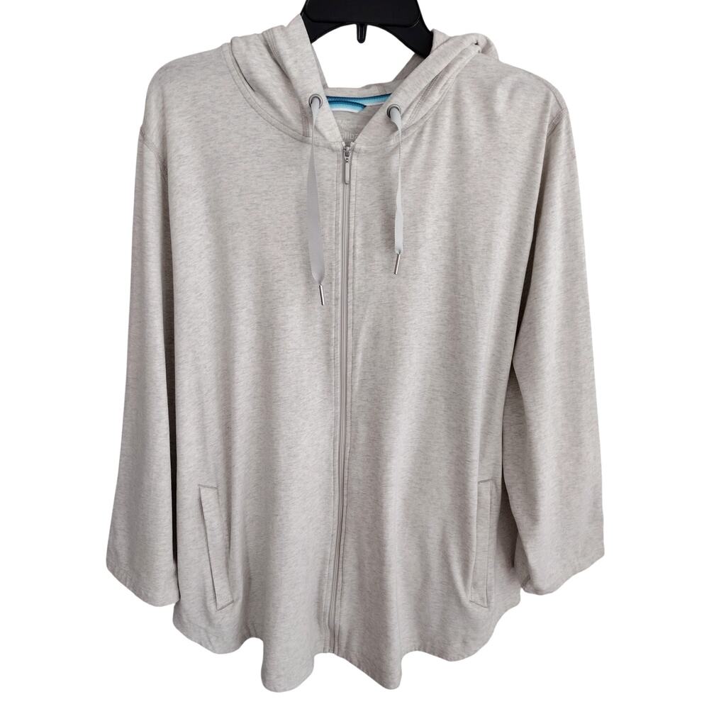 Coolibar Light Heathered Gray LumaLeo Full-Zip Hoodie UPF 50+ Women's 2X Plus